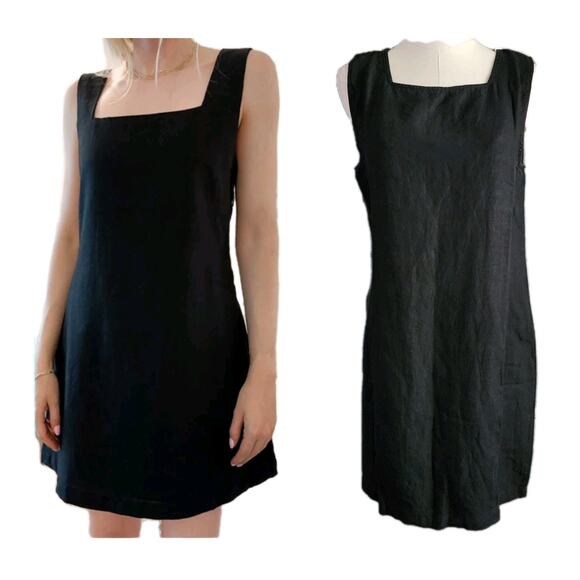 MATE the Label Dresses & Skirts - NWT MATE The Label 100% Organic Linen Sqaure Neck Mini Dress Black Size Medium